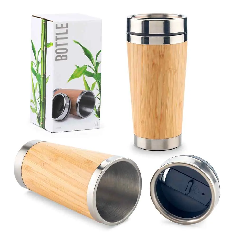 Mug Metálico con Bamboo 500ml - PromoHit